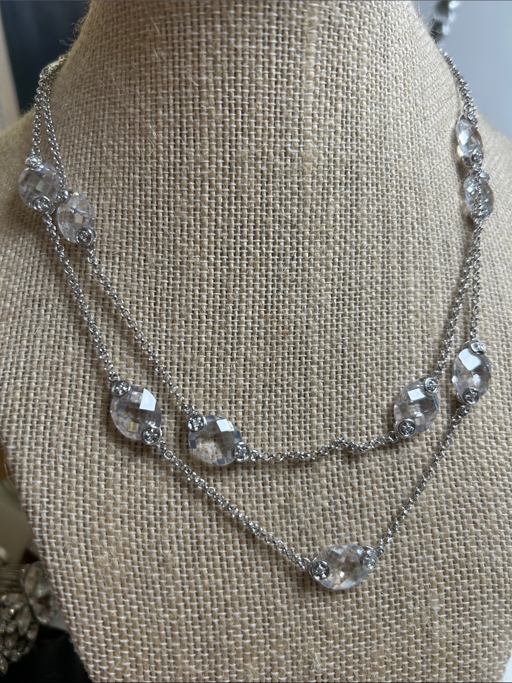 Crystal zirconia Layered Necklace - Silver